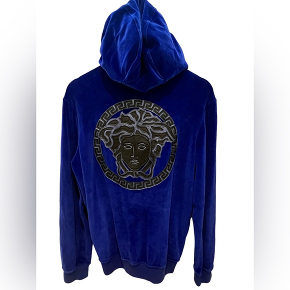 VERSACE BLUE MEDUSA HEAD HOODIE - Picture 4 of 9